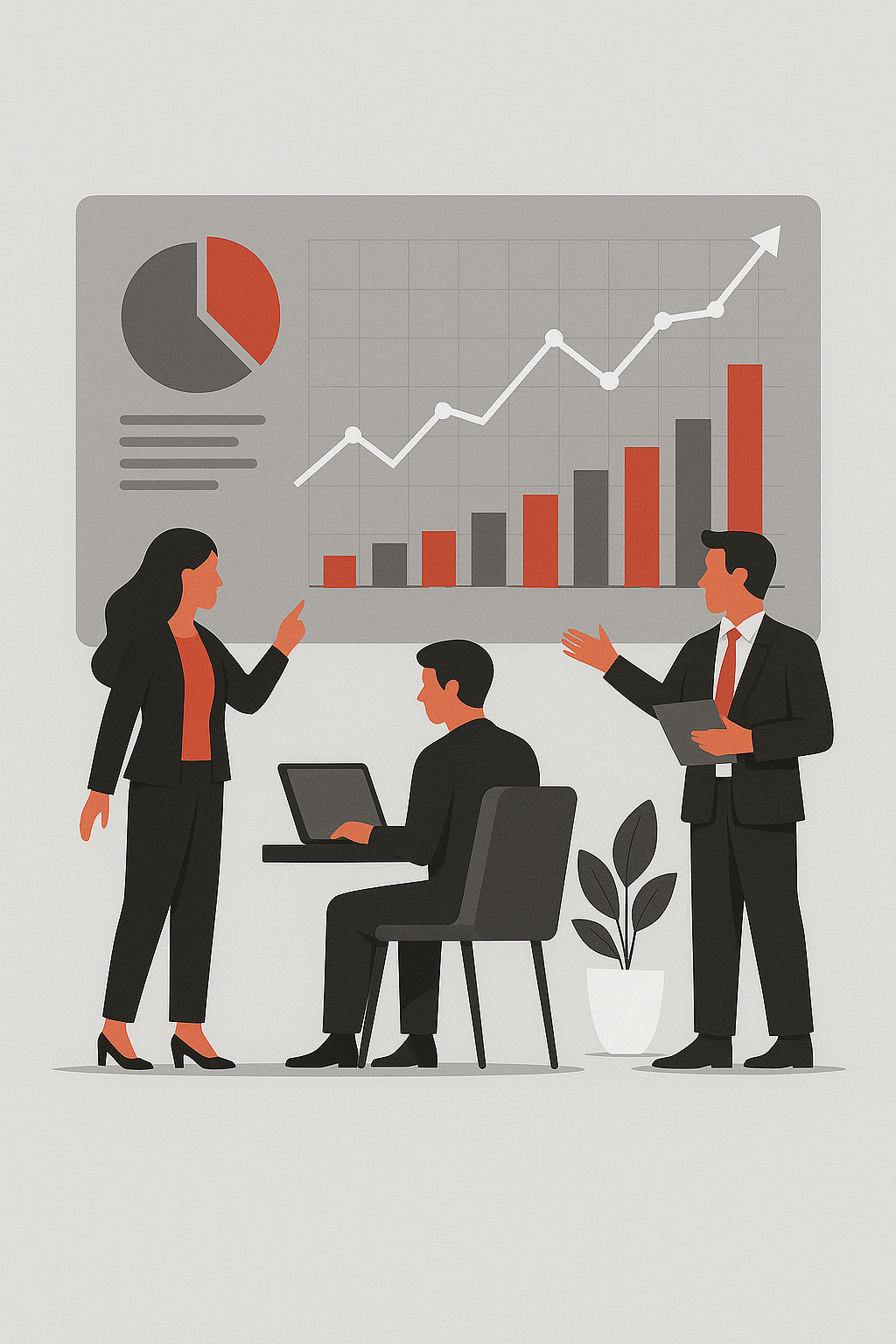 Equipe analisando gráficos e dados